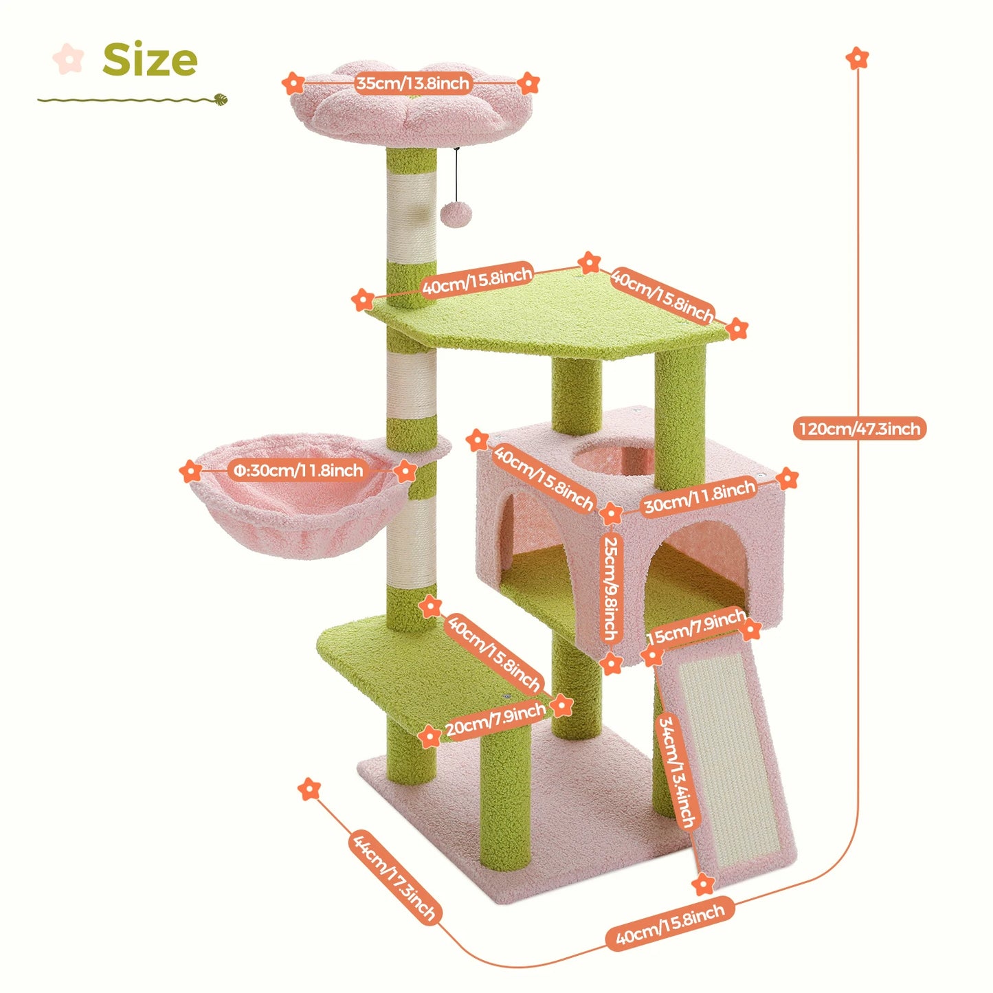 PEQULTICN Flower Cat Tree MultiLevel Cat Tower With Sisal Posts
