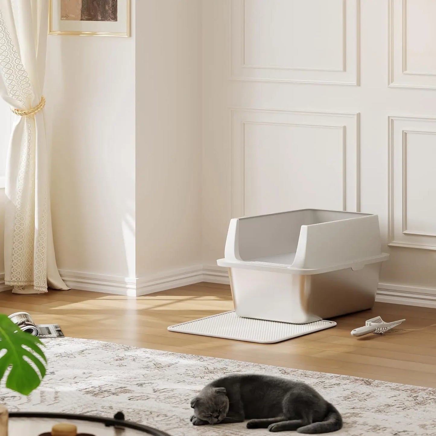 HiMISS Stainless Steel Litter Box Odor Free Anti Leakage