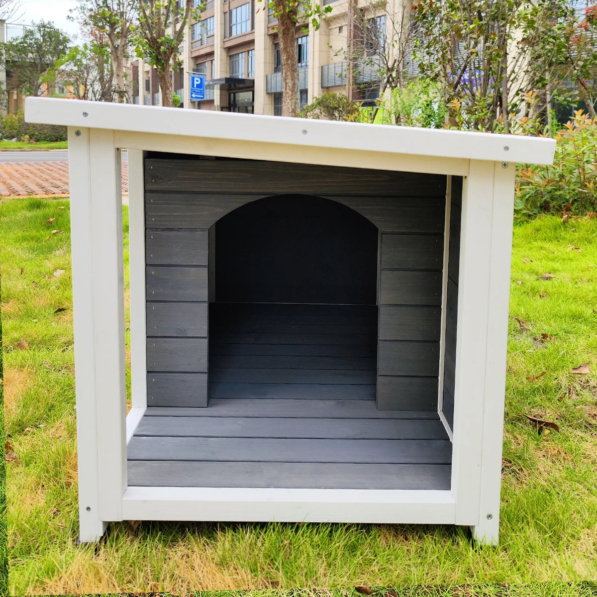 Outdoor Wooden Dog Kennel With Waterproof Asphalt Roof And Ventilation