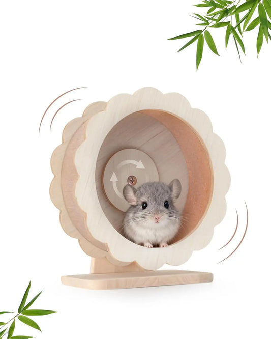 Wooden Hamster Wheel Silent Exercise For Dwarf Hamsters And Gerbils