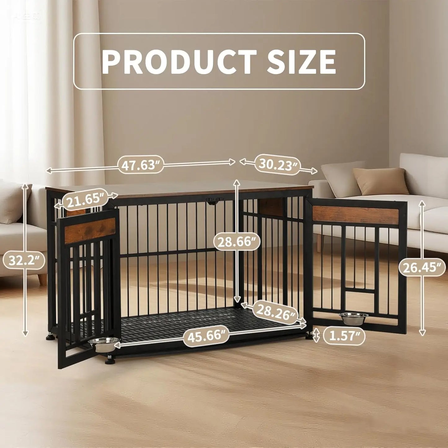 Heavy Duty Dog Kennel With Removable Tray For Medium Dogs