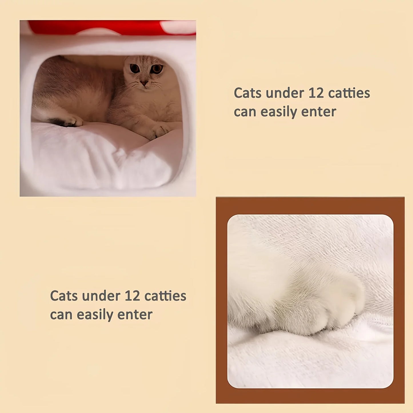 Mushroom Cat Bed Suitable for Indoor Cats, Mushroom-Shaped Cat Cave Bed, Cat Tent with Removable and Washable Cushion Pillow, Cat House Bed Suitable for Cats and Small Dogs