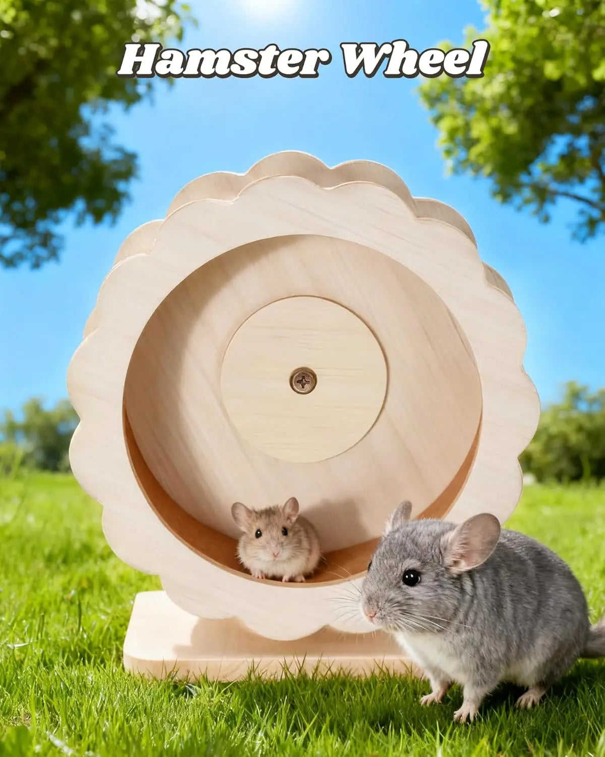 Wooden Hamster Wheel Silent Exercise For Dwarf Hamsters And Gerbils