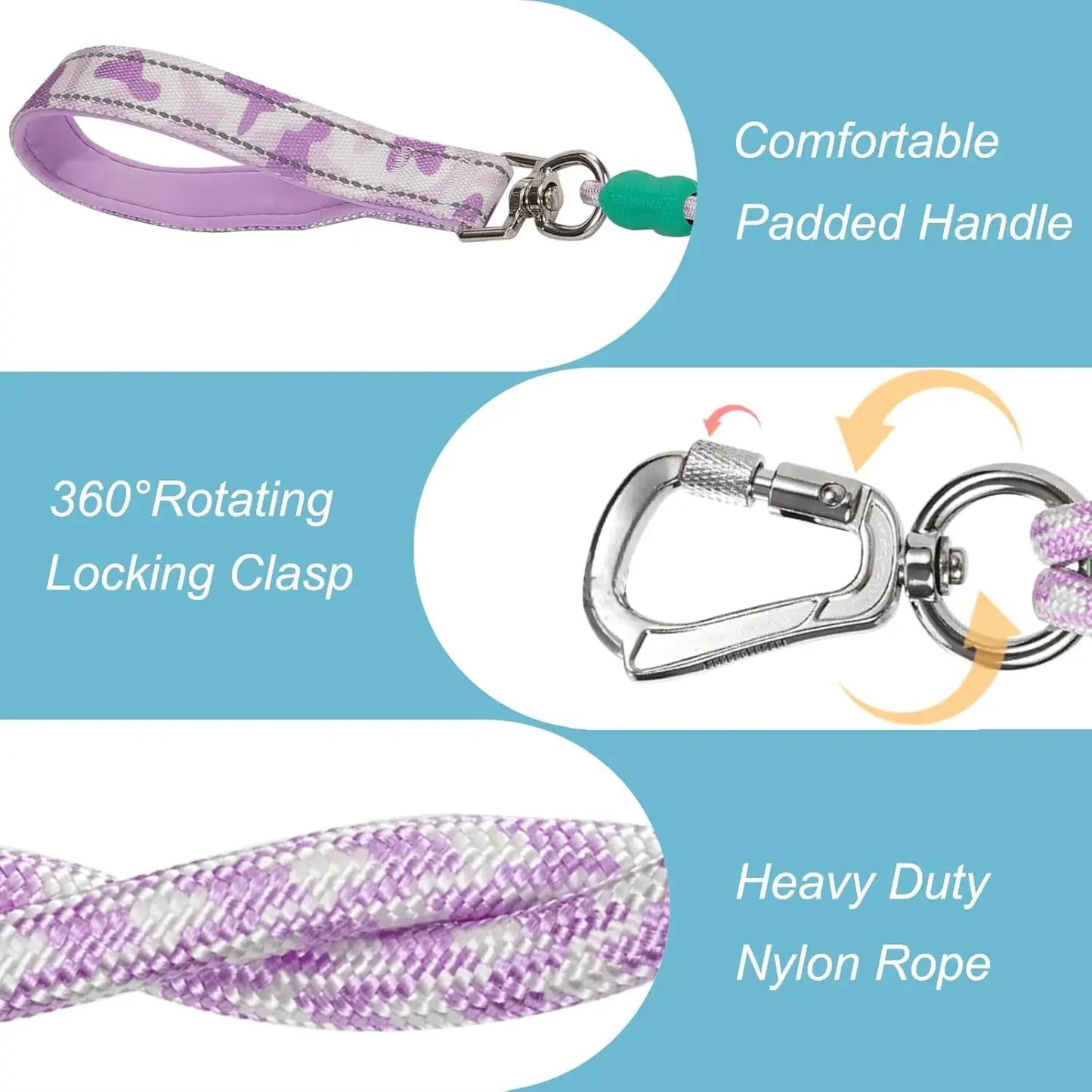 Dog Leash and Collar Set with AirTag Holder for Small Medium Large Dogs,5 FT Double Rope Leashes
