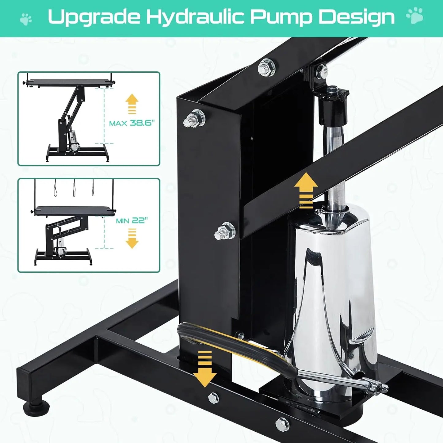 HiMISS Heavy Duty Hydraulic Dog Grooming Table With Overhead Arm