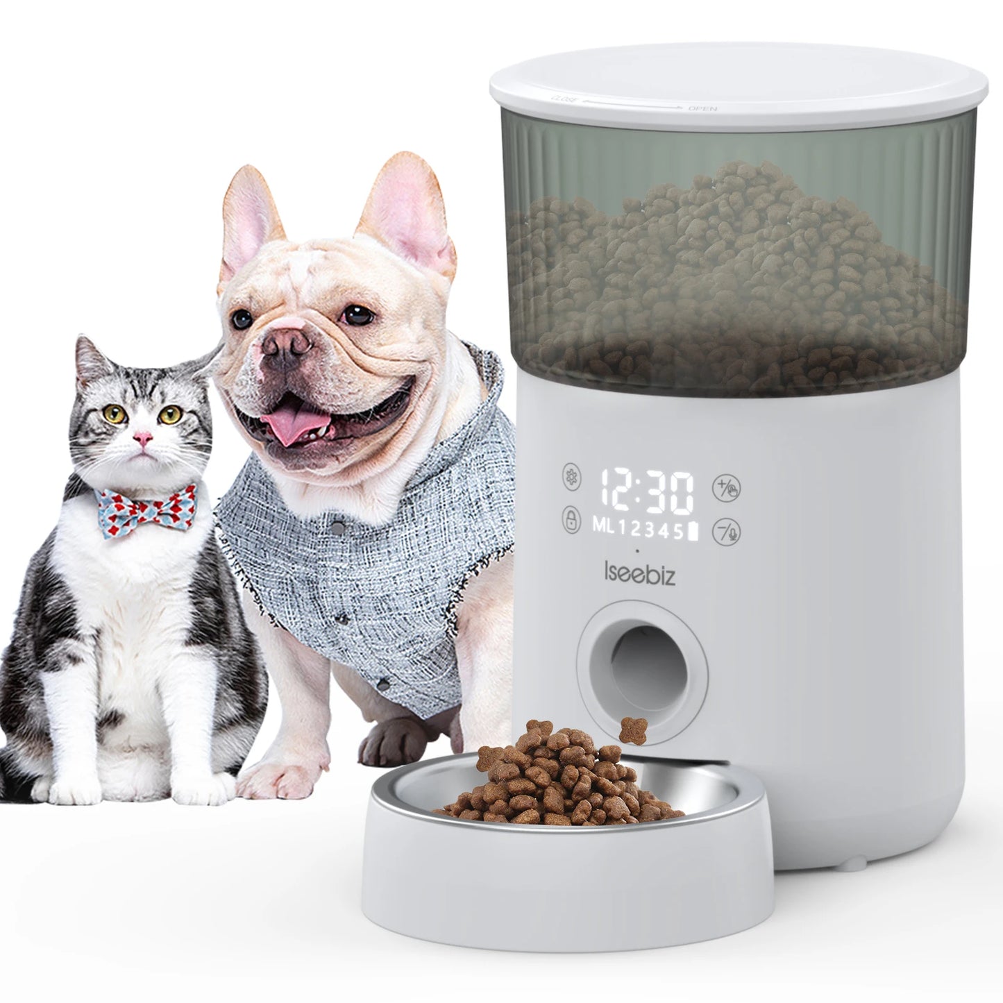 Iseebiz Automatic Pet Feeder With Voice Recorder For Cats