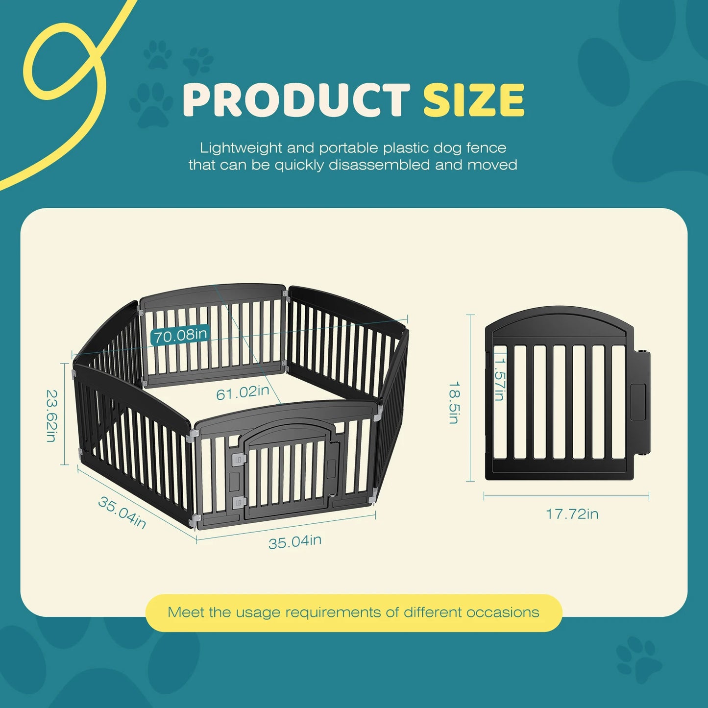 JHK Plastic Dog Playpen Indoor Outdoor Durable Pet Fence