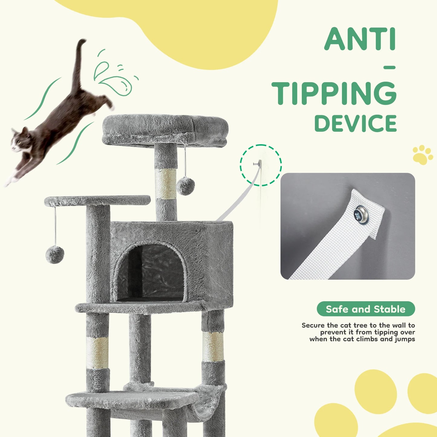 JHK Cat Tree Multi Cat Climbing Tower With Scratching Posts