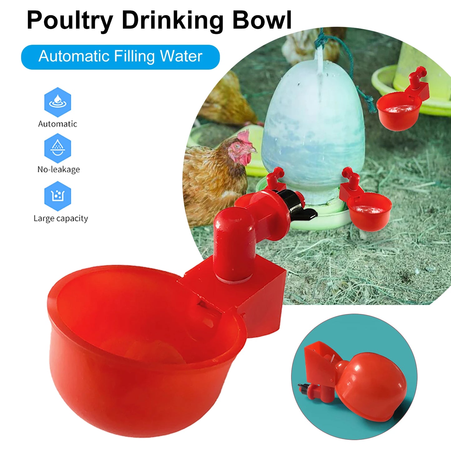 APWIKOGER Automatic Chicken Drinking Cup Waterer For Chicks Ducks Geese Quail
