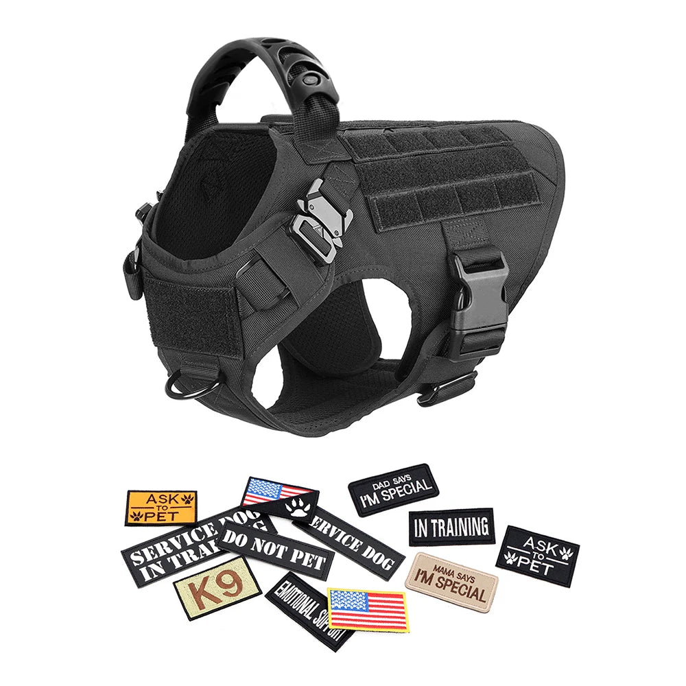 PETRAVELCN Military Dog Harness Vest Set for Malinois Training