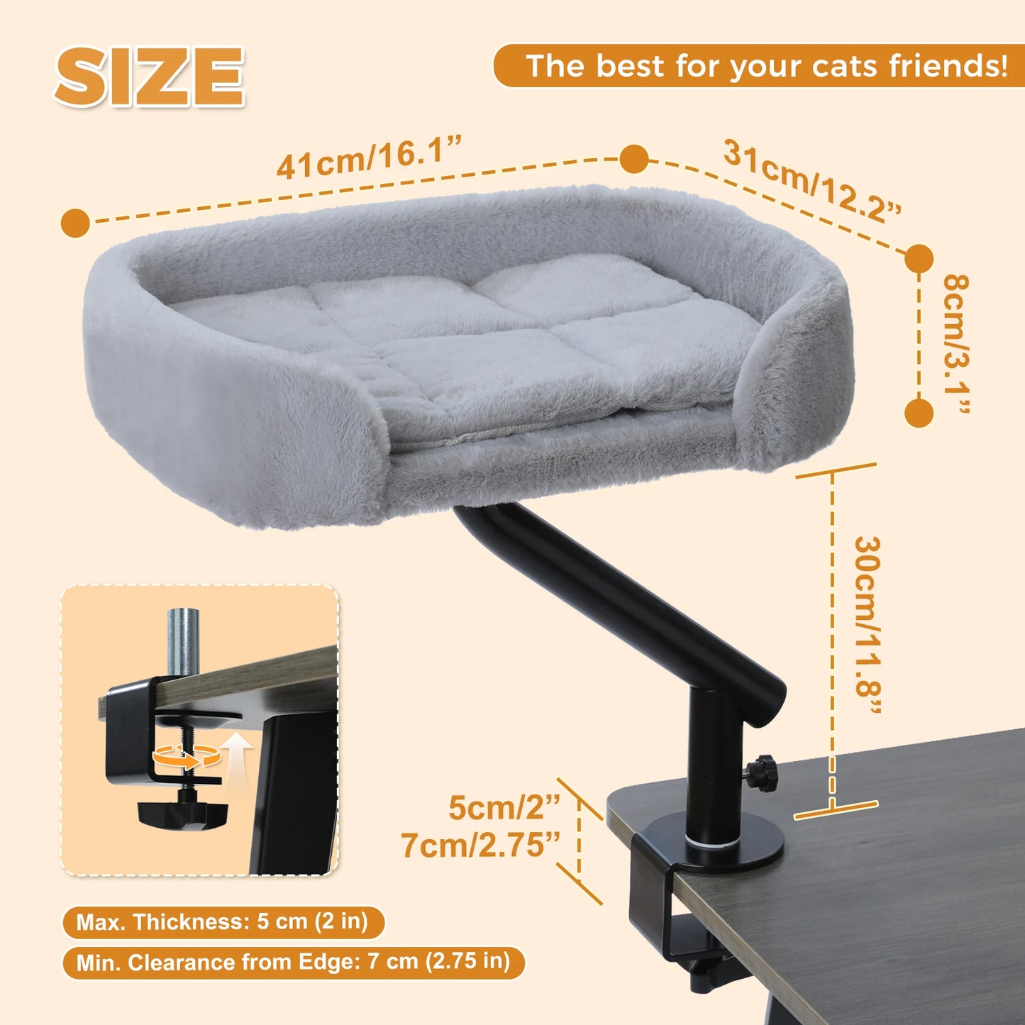 PAWZ Road Cat Desk Bed Stand 360 Degree Rotatable Hammock