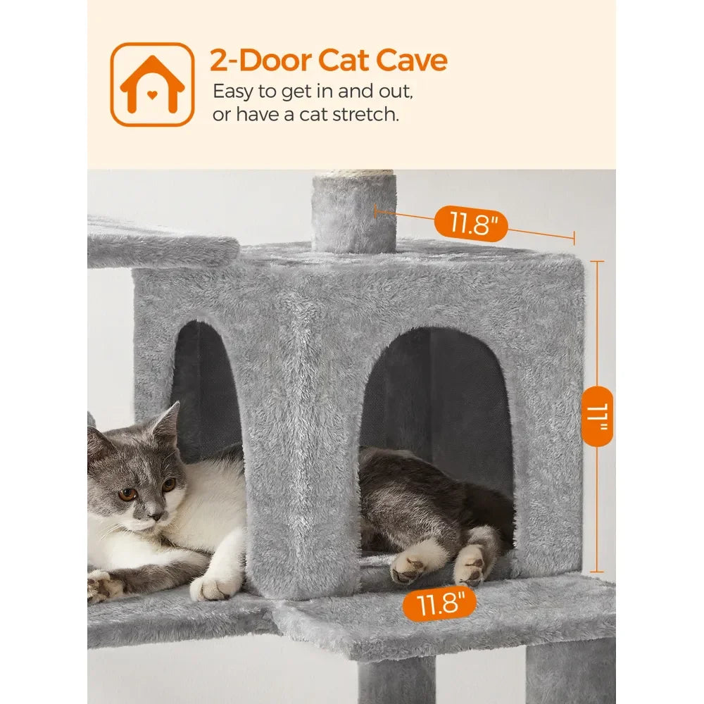 XMSJ Cat Tree Tower With Scratching Posts Hammock And Perches