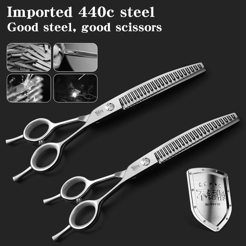 Bent Stainless Steel Pet Grooming Scissors For Dogs