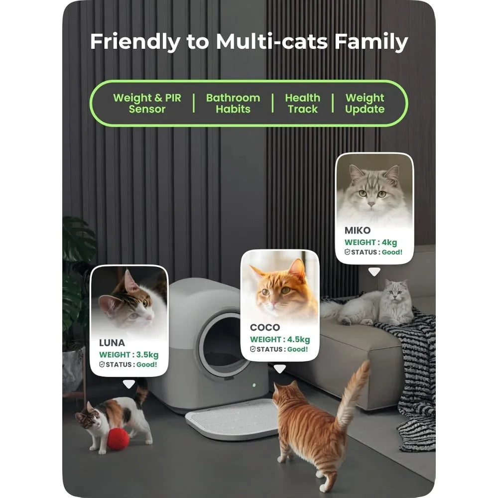 L2 Self Cleaning Cat Litter Box Safe Anti-Pinch,with Deodorizer and Liner,Automatic Hands-Free Smart Robot Self, Customized