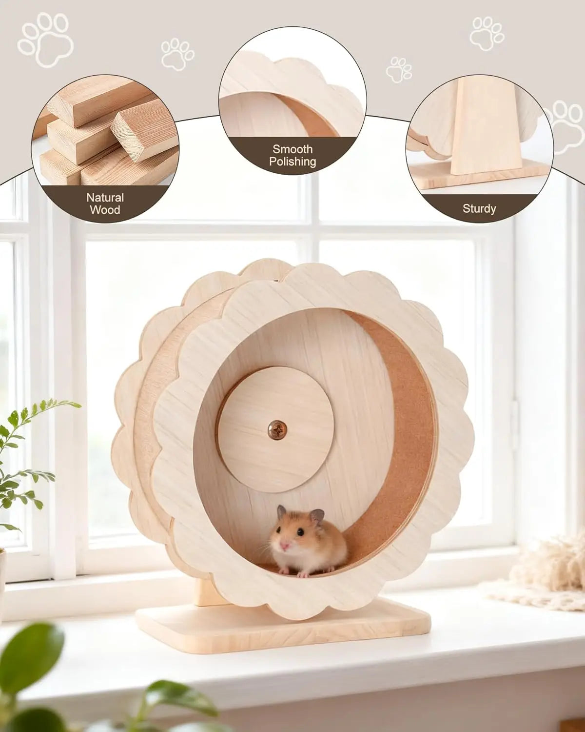 Wooden Hamster Wheel Silent Exercise For Dwarf Hamsters And Gerbils