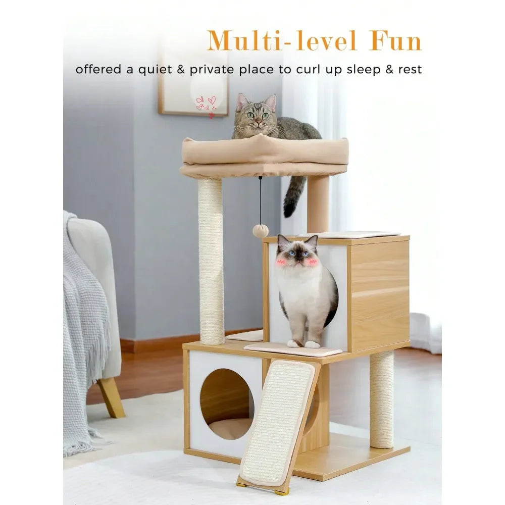 XMSJ Cat Tree Tower With Double Condos And Sisal Posts