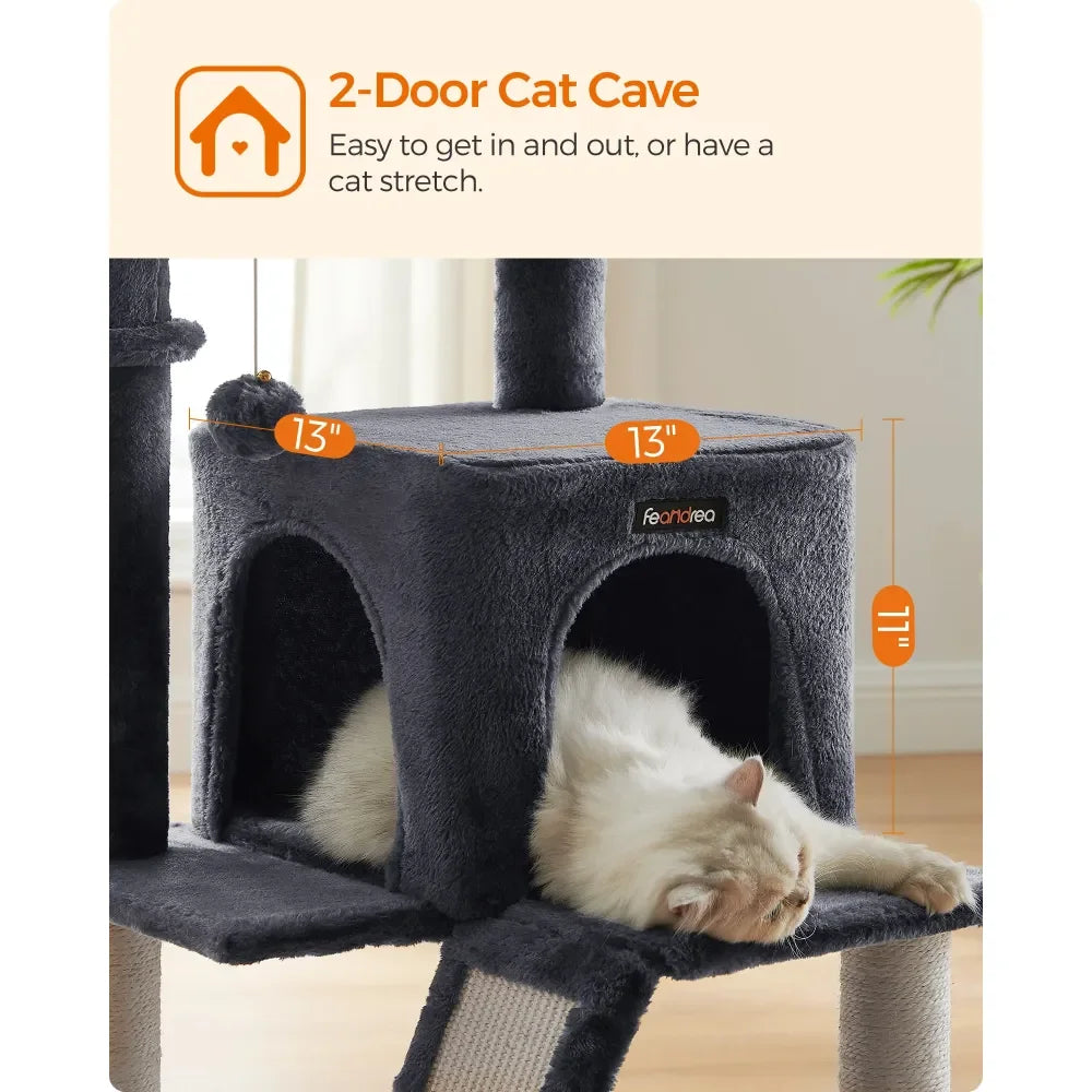 XMSJ Cat Tree Tower Scratching Post Multi Level Cat Condo For Indoor Cats