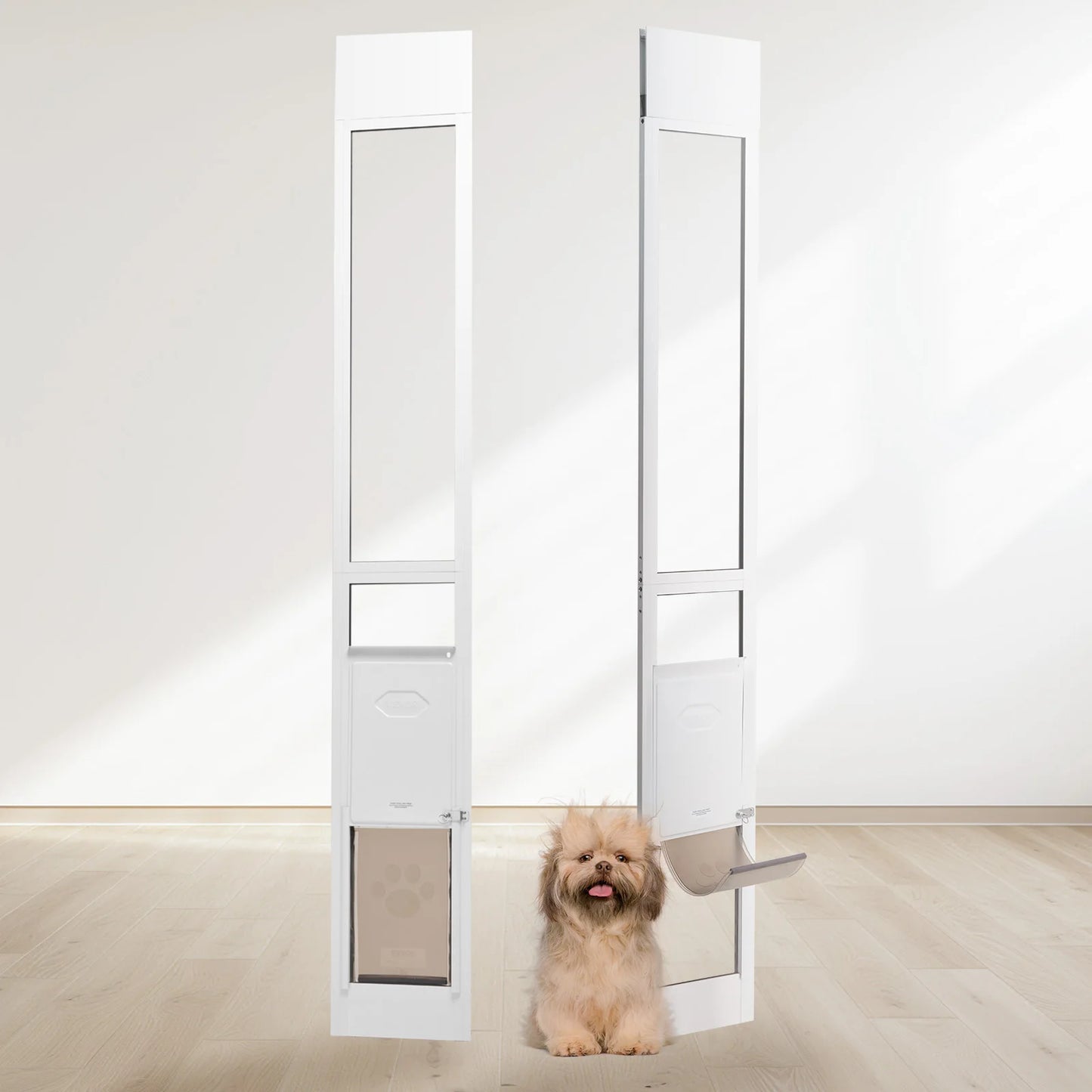 Dog Door for Sliding Glass Door Adjustable Height Aluminum Frame
