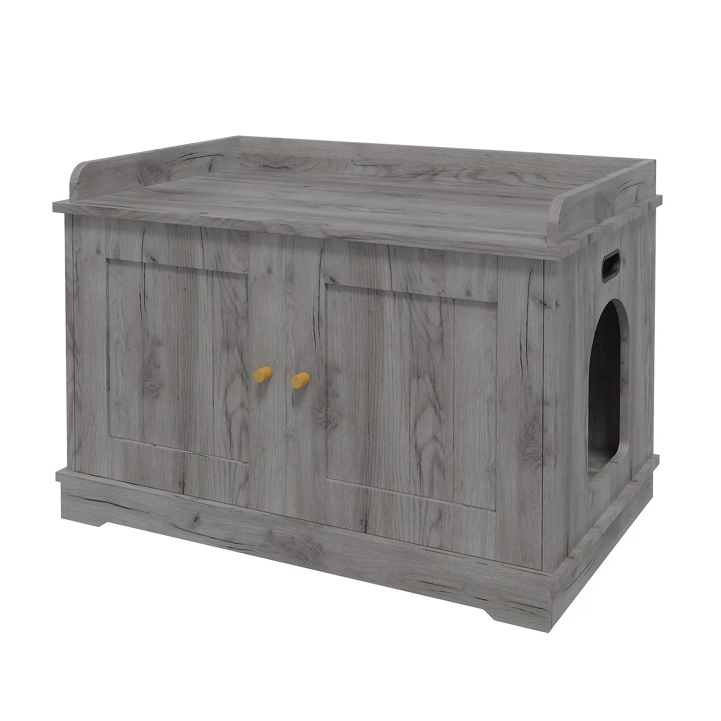31.5 Inch Wooden Cat Litter Box Enclosure Hidden Litter Box With Barn Door Ventilated Large Pet House Furniture For All Cats