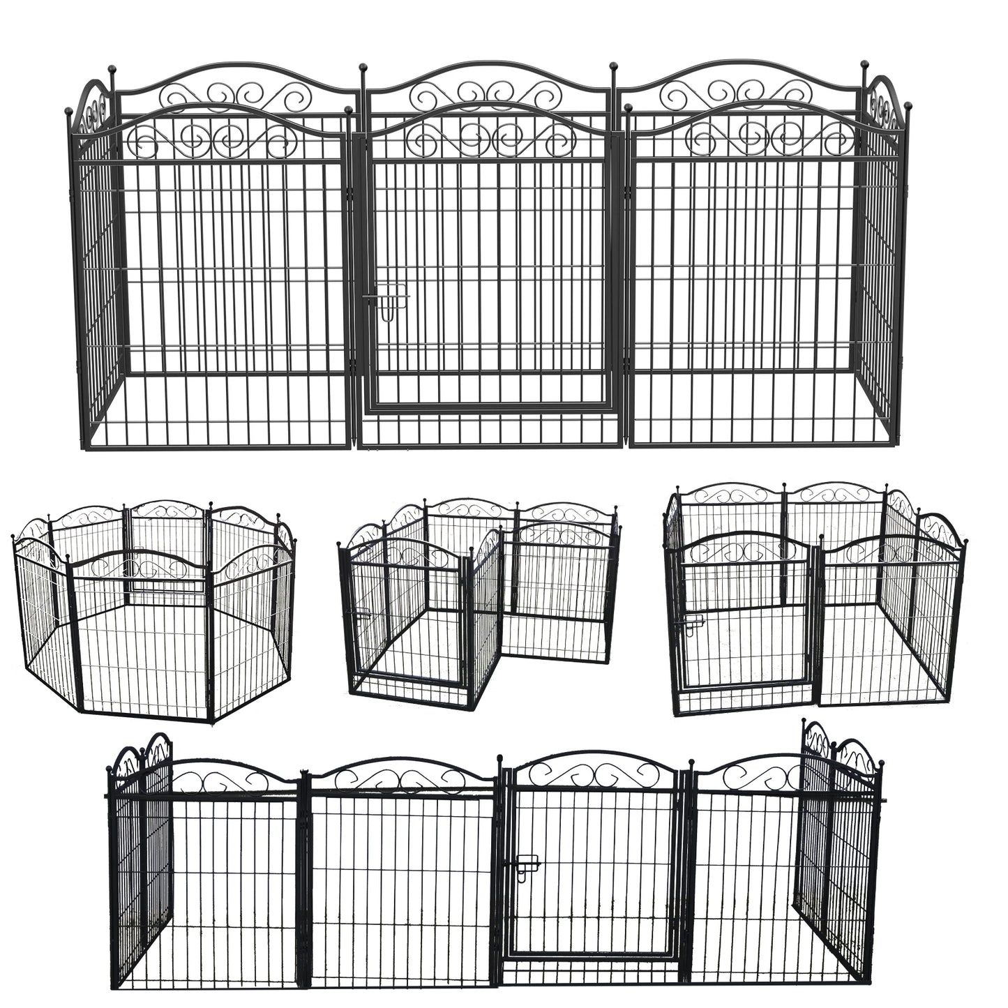 BINGOPAW Eight-Panel Dog Playpen Heavy Duty Folding Fence Indoor Outdoor