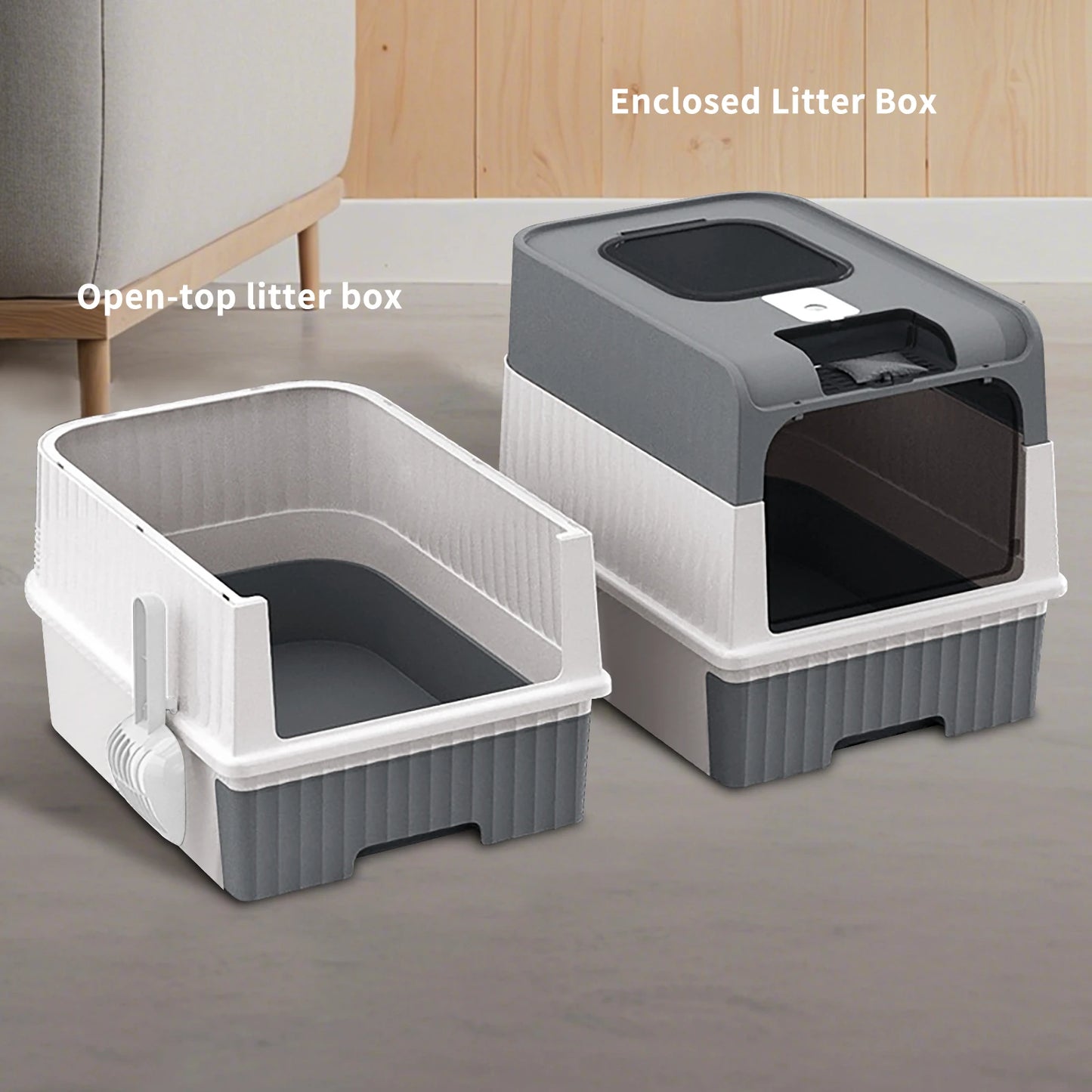 Enclosed Cat Litter Box Extra Large Anti Odor Anti Spill With Transparent Door Covered Cat Toilet Pet Cleaning Products For Cats