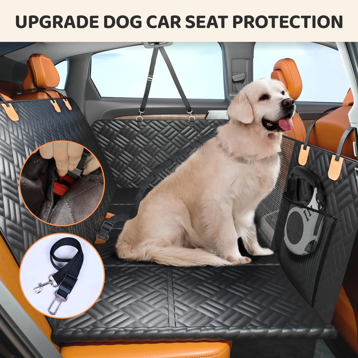 NONECN Dog Car Seat Cover With Rear Extender For Cars
