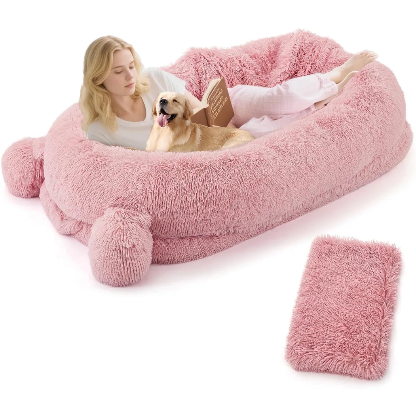HiMISSCN Memory Foam Dog Bed With Storage Pockets And Blanket