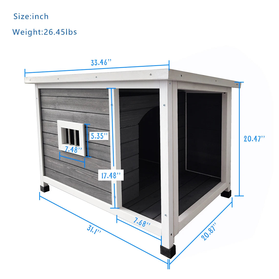 Outdoor Wooden Dog Kennel With Waterproof Asphalt Roof And Ventilation