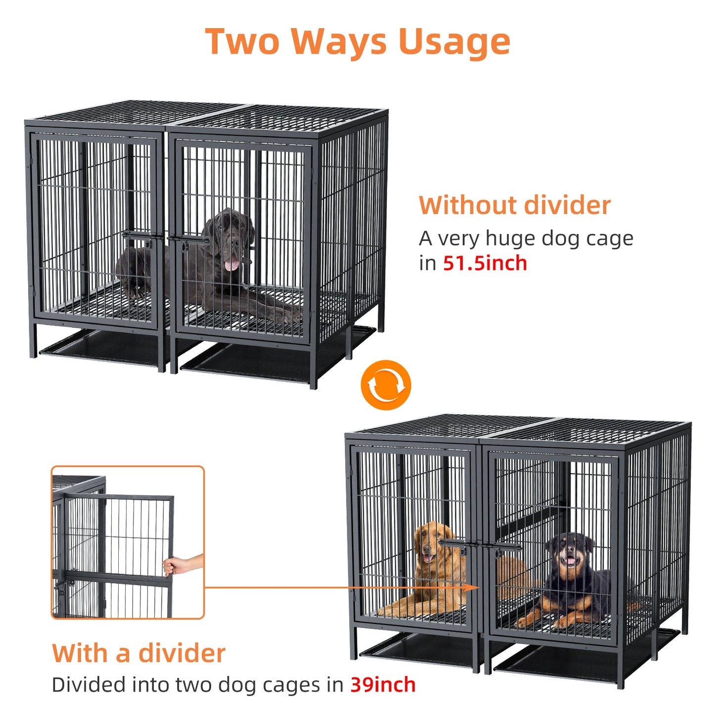 BINGOPAW Metal Pet Playpen Kennel Cage With Removable Trays