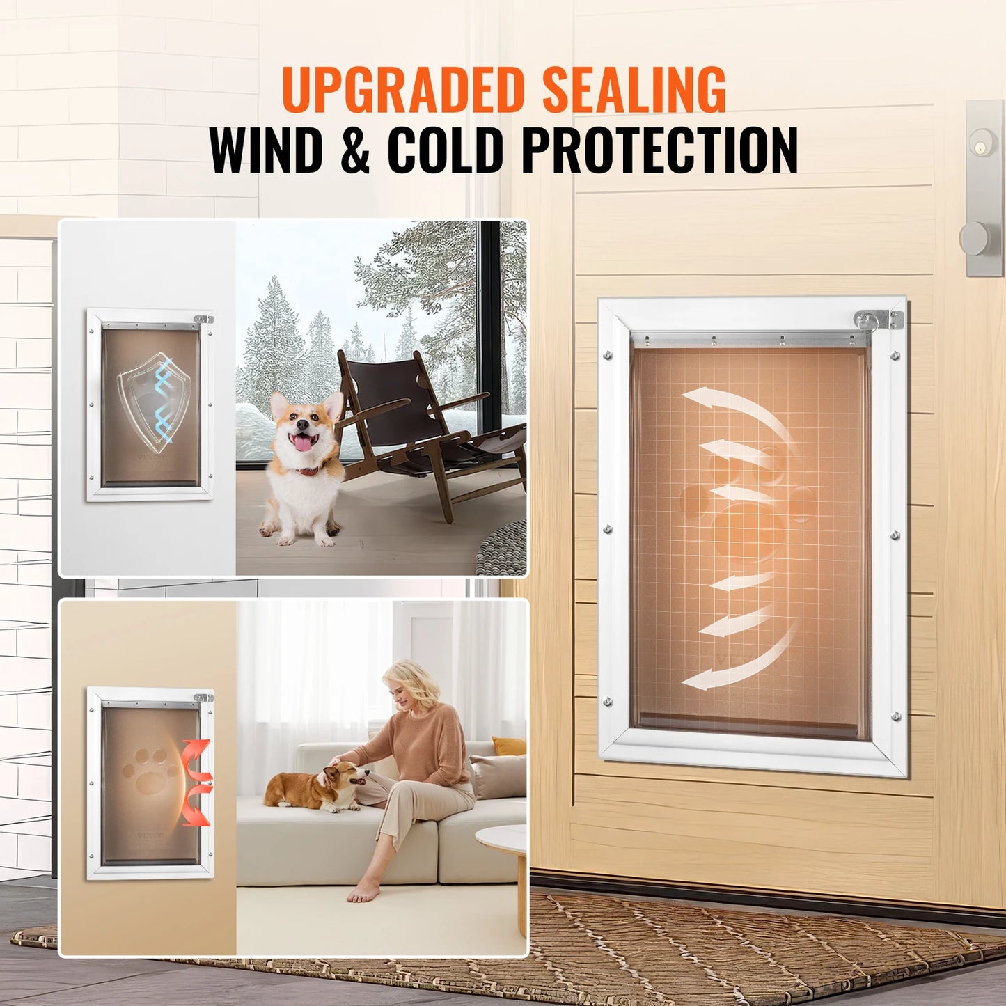 SucceBuy Aluminum Pet Door With Lockable Flap Weatherproof