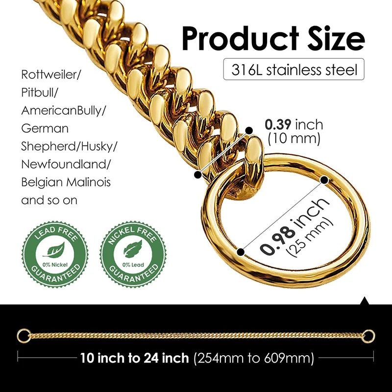 Stainless Steel Chain Dog Collar For Training And Walking