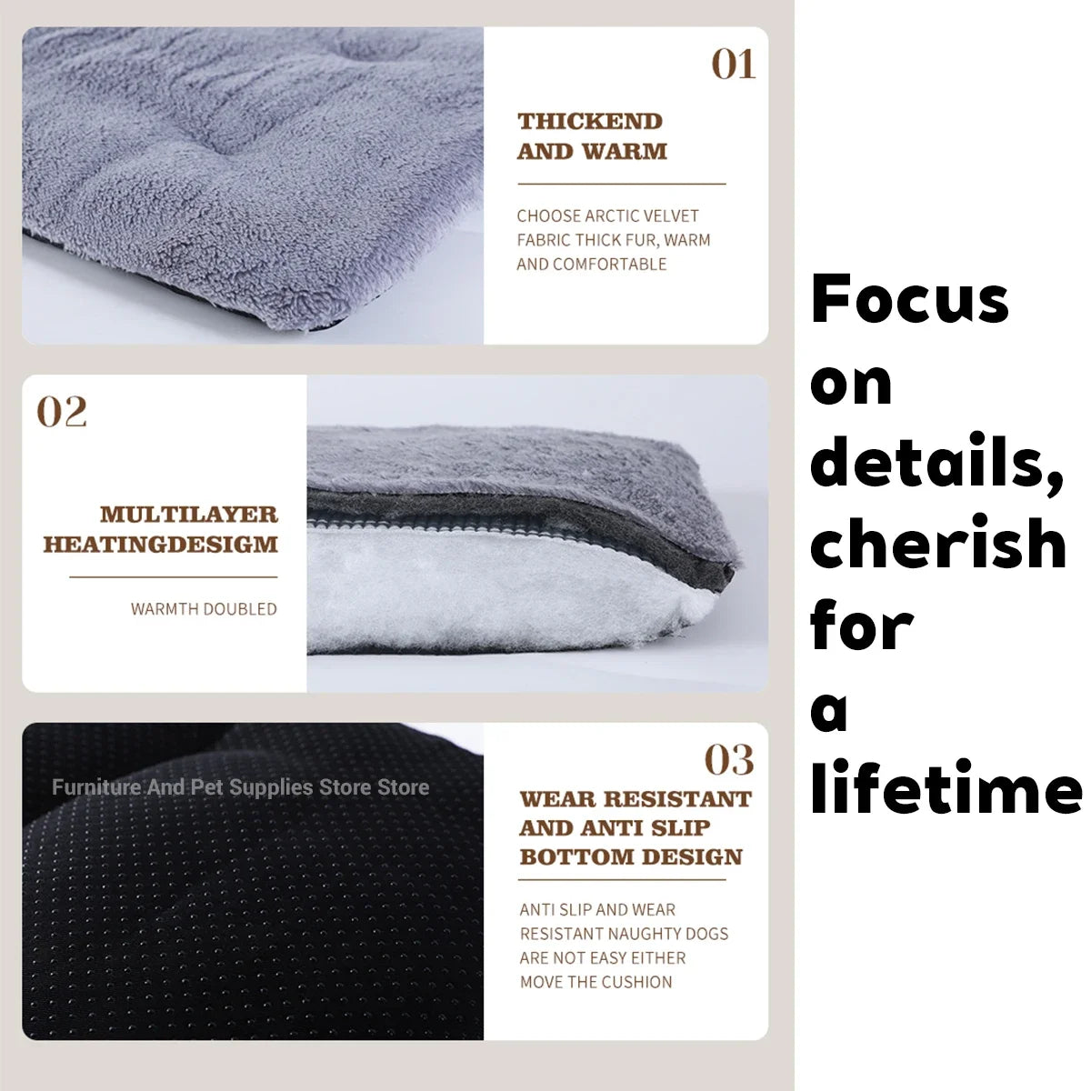 Nonecn Self Heating Pet Pad Extra Warm Dog Kennel Mat