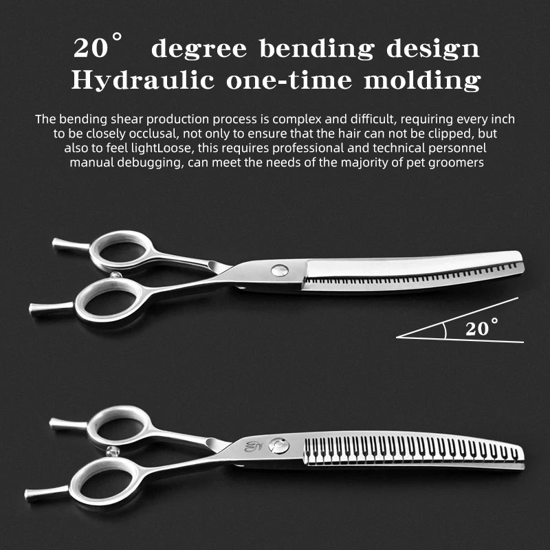 Bent Stainless Steel Pet Grooming Scissors For Dogs