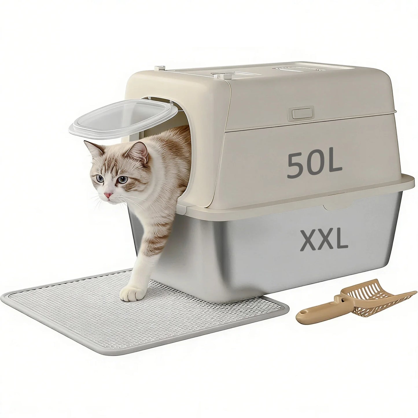 HiMISS Stainless Steel Litter Box Odor Free Anti Leakage