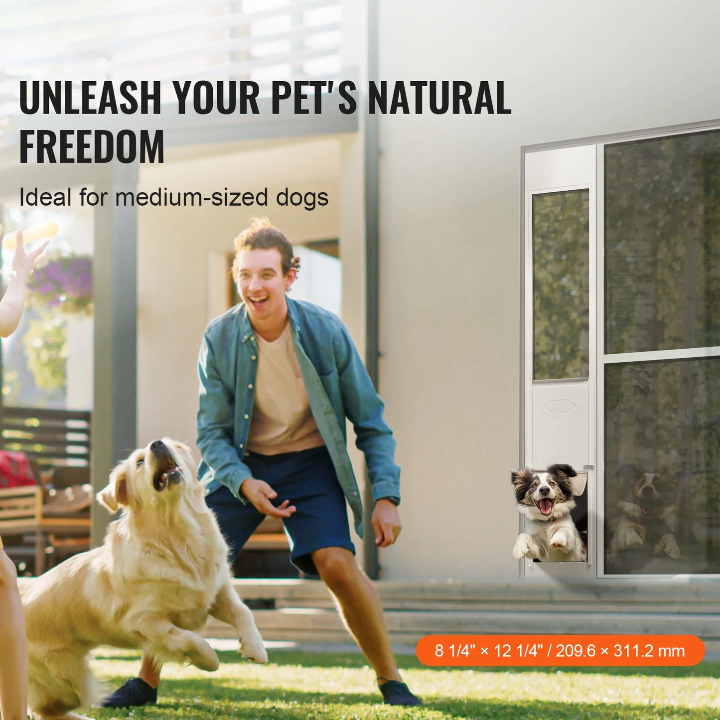 Dog Door for Sliding Glass Door Adjustable Height Aluminum Frame
