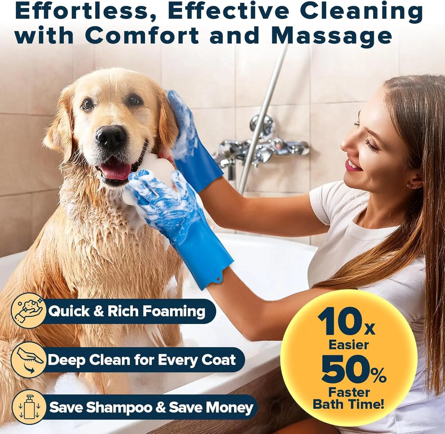 6Pcs Pet Grooming Kit For Dogs And Cats Bath Gloves