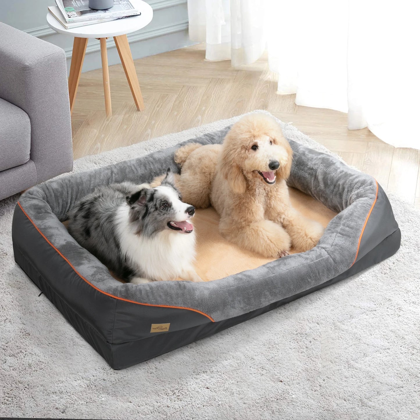 BINGOPAWCN Large Dog Bed With Waterproof Removable Washable Cover