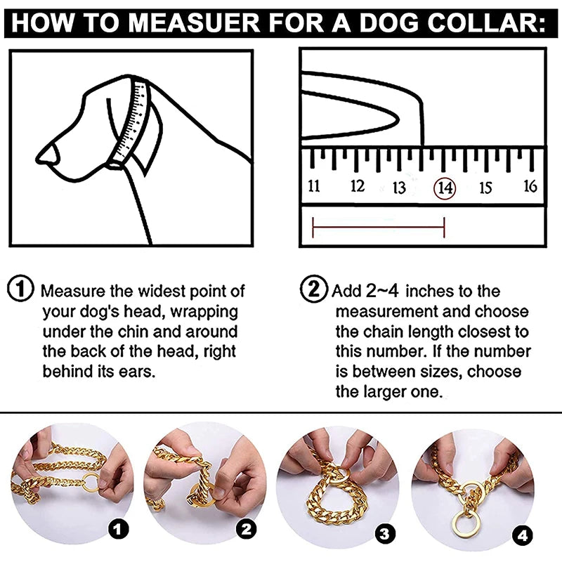 Stainless Steel Chain Dog Collar For Training And Walking