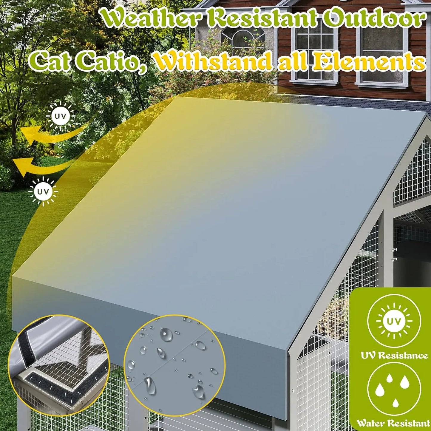 Wooden Walk-In Outdoor Cat Enclosure With Weatherproof Roof