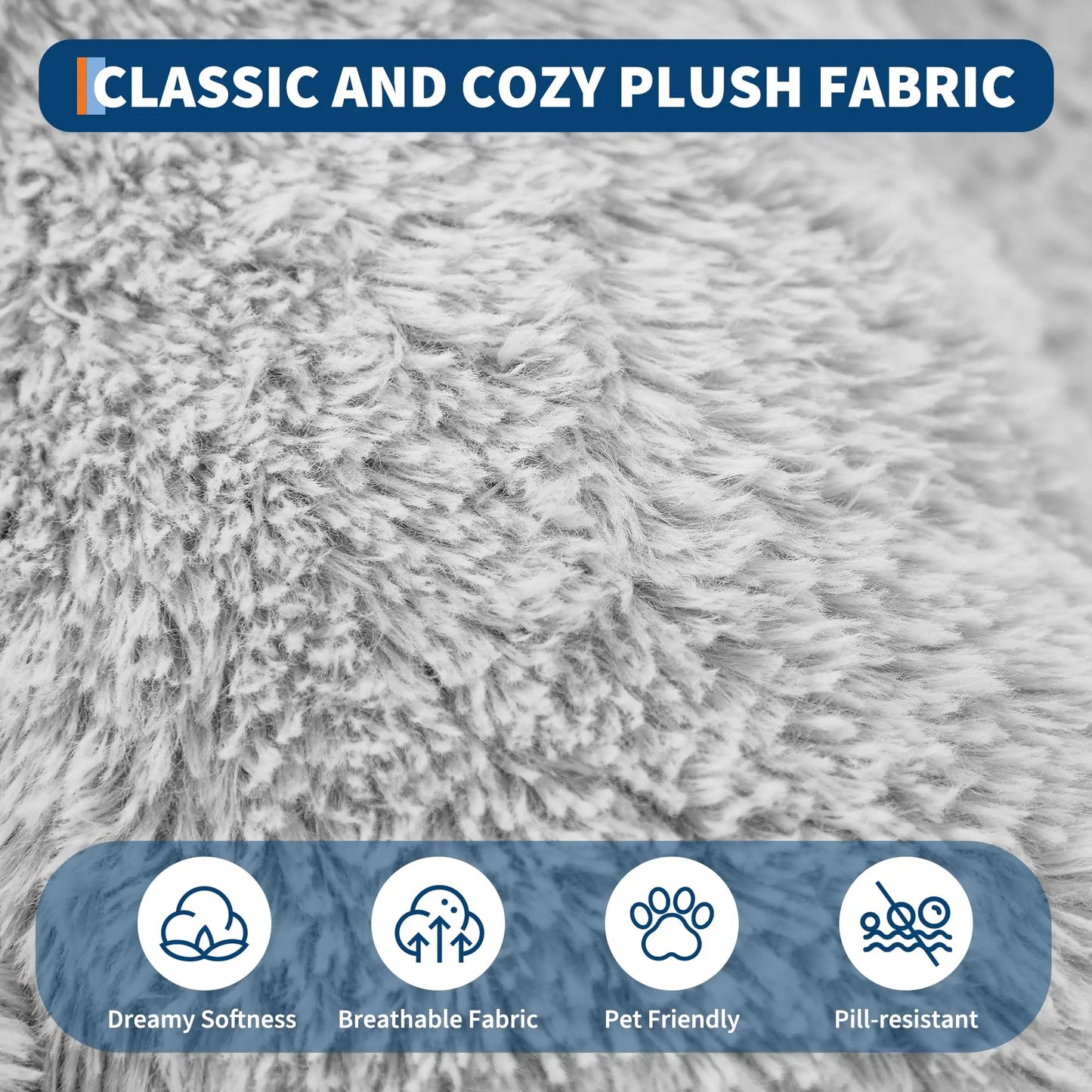 HiMISS Orthopedic Faux Fur Dog Bed With Pillow
