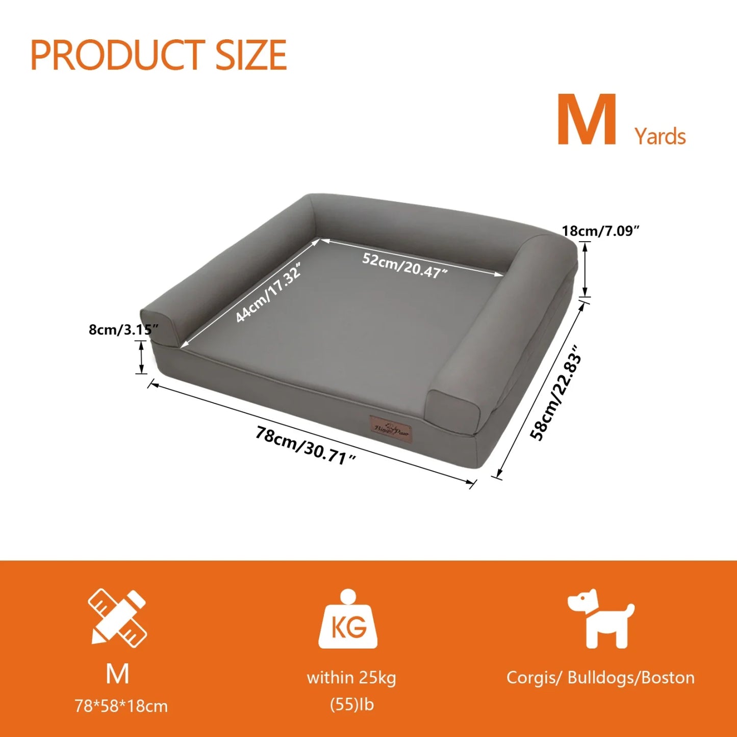 BINGOPAW Indoor Orthopedic Dog Bed With Supportive Bolster