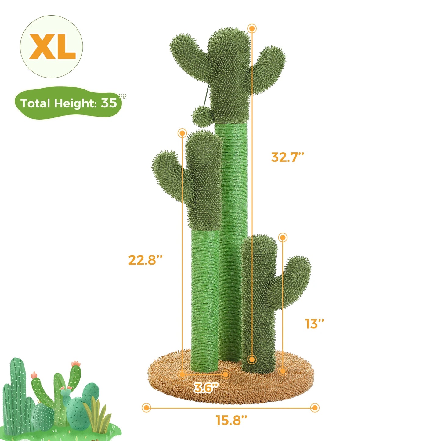 PEQULTI Cactus Cat Tree Condo Hammock Indoor Playground