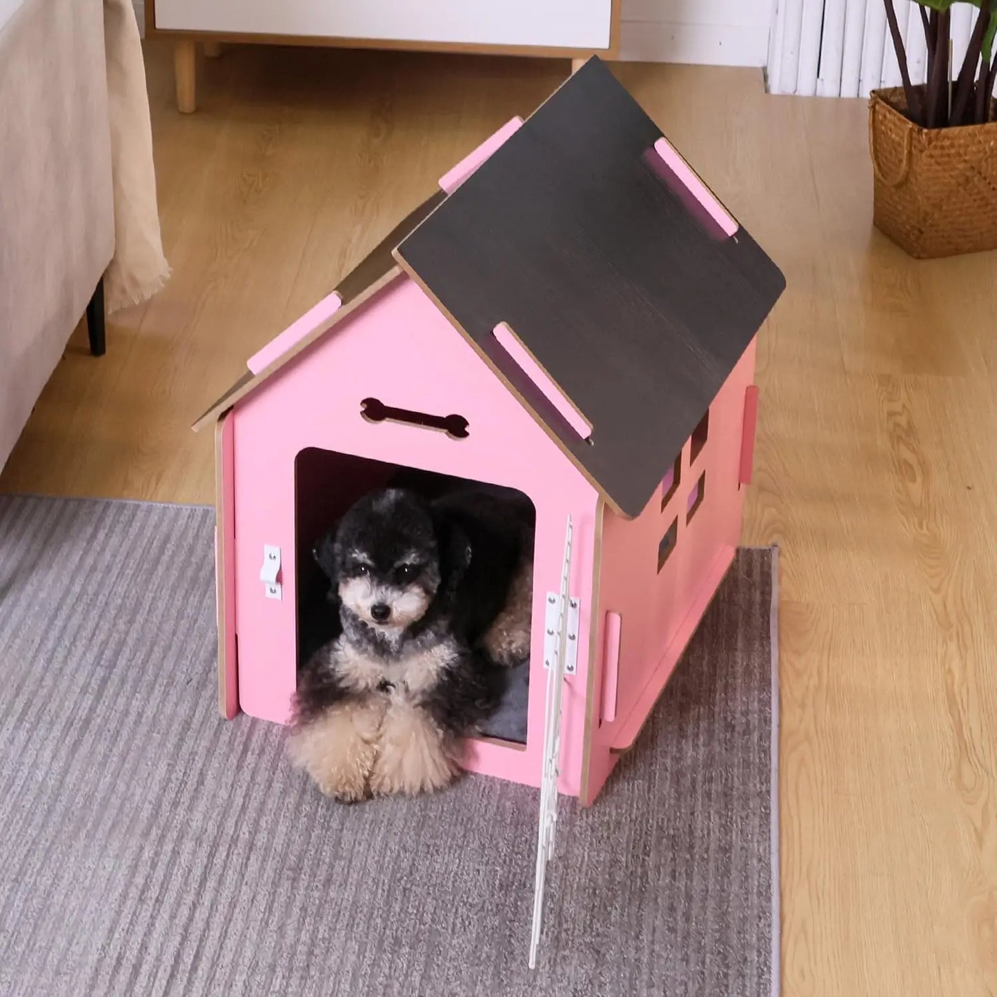Cozy Wooden Indoor Pet House for Small Dogs and Cats, with Air Vents and Elevated Floor