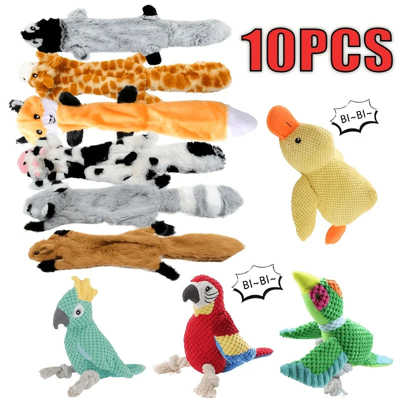 2026 Durable Crinkle Squeaky Pet Toys Gift Set | Plush Stuffless Toys for Small, Medium, Large Dogs, Teething-Friendly for Aggre