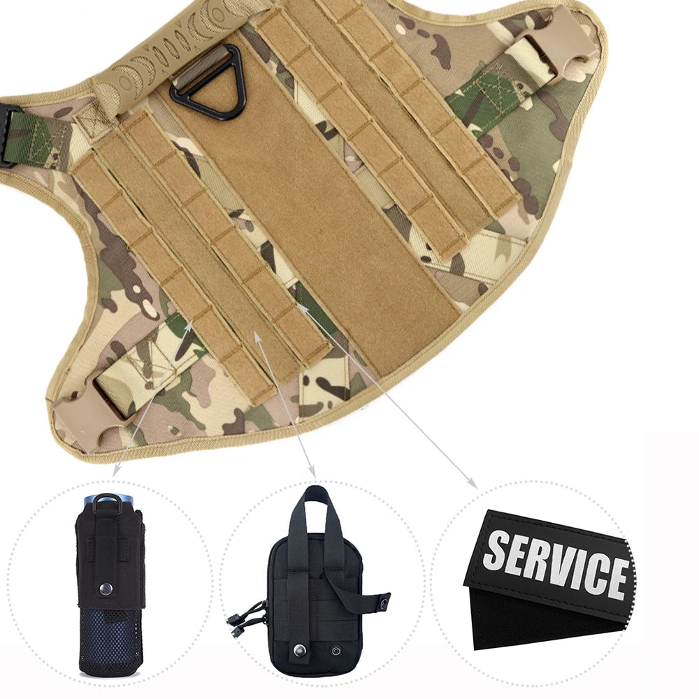 PETRAVELCN Military Dog Harness Vest With Leash And Patches Set