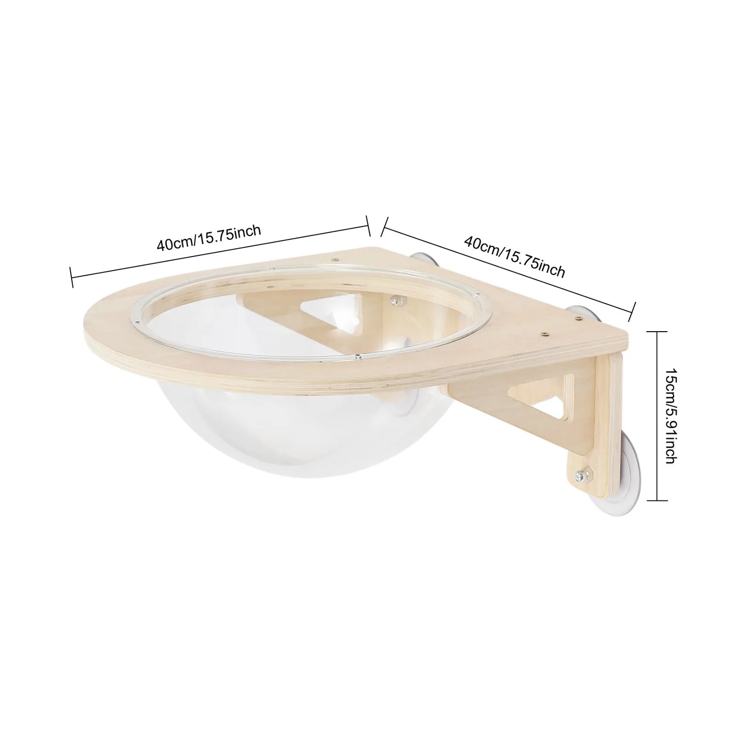 Clear Cat House, Wall-Mounted Wooden Cat Space Capsule Clear Capsule Kitten Walls Shelves About 7.5kg/16.53 lbs Load Capacity