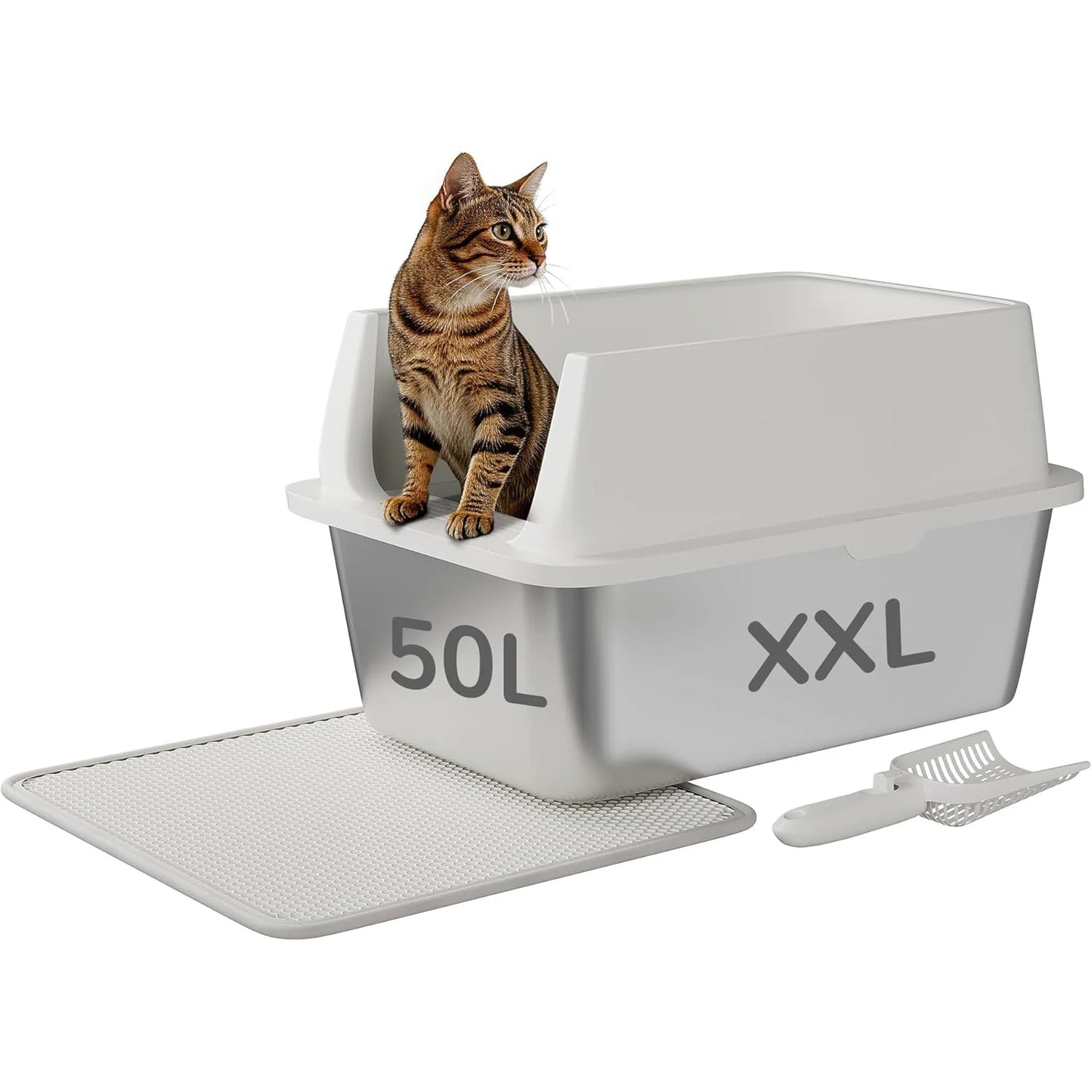 HiMISS Stainless Steel Litter Box Odor Free Anti Leakage