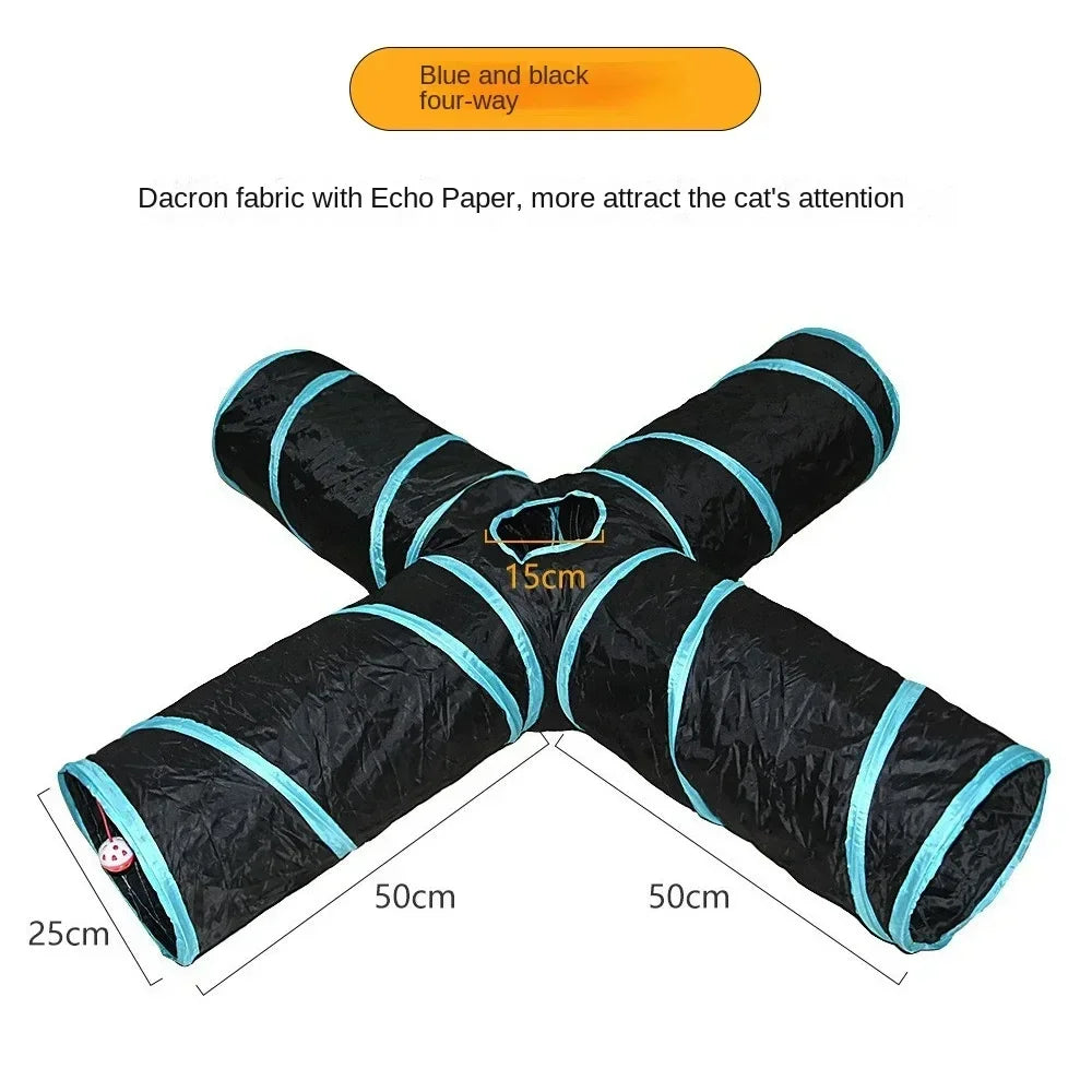 Foldable Cat Tunnel Toy For Indoor Play And Exercise
