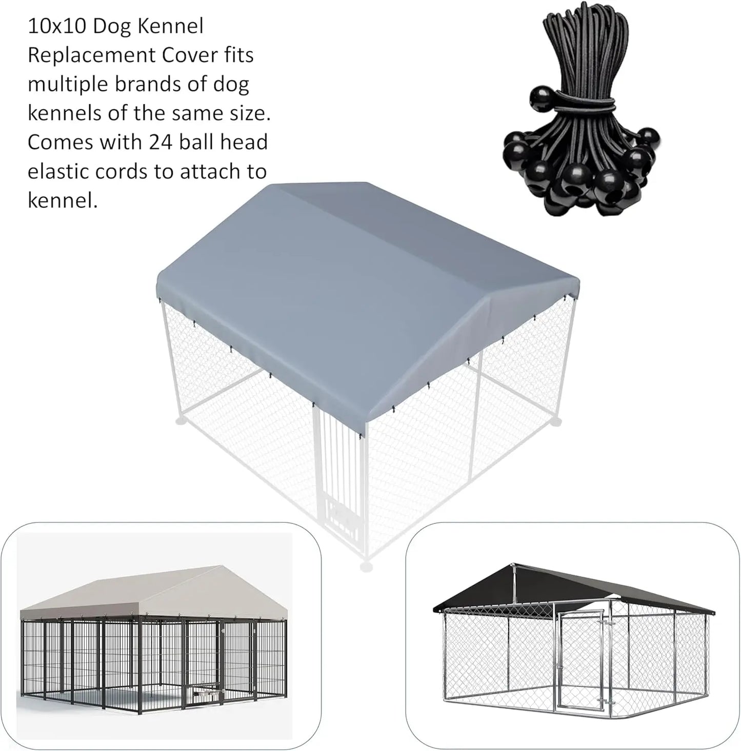 Waterproof 10'x10' Outdoor Dog Kennel Cover, Durable Oxford Fabric, Wind-Resistant Design