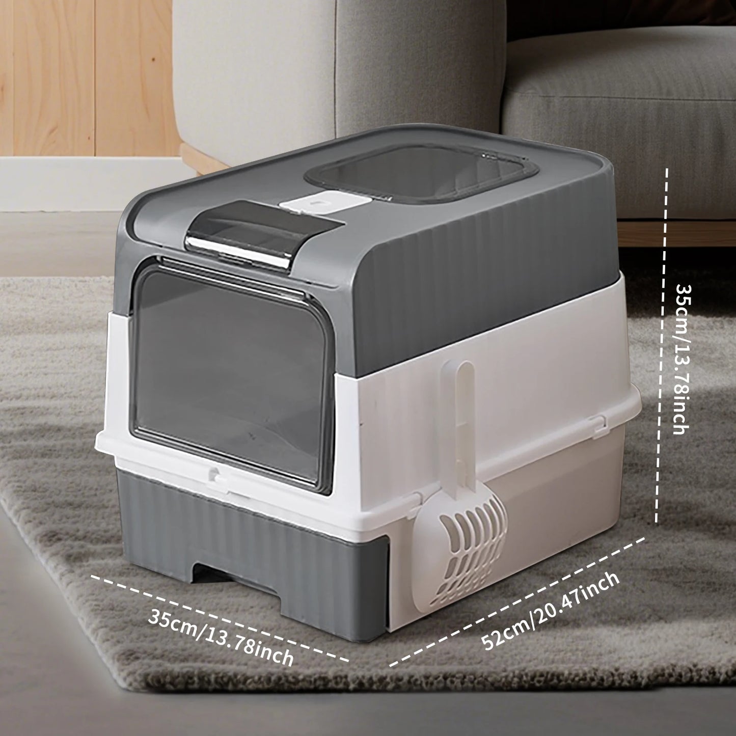 Enclosed Cat Litter Box Extra Large Anti Odor Anti Spill With Transparent Door Covered Cat Toilet Pet Cleaning Products For Cats